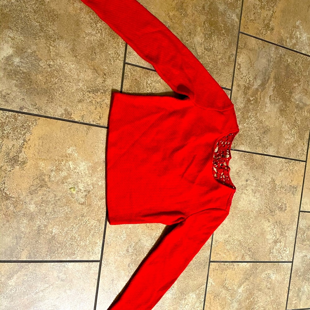 forever 21 long sleeve crop top.lace detail.